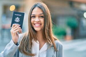 woman with U.S. passport