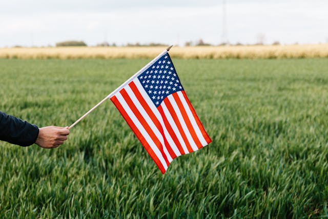 person holding American flag